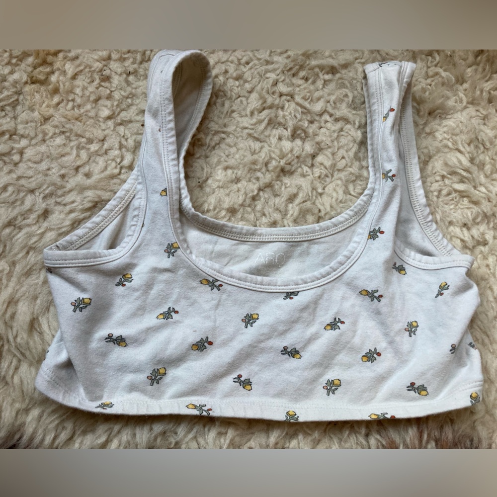 Arq wide strap bra large cream/white floral